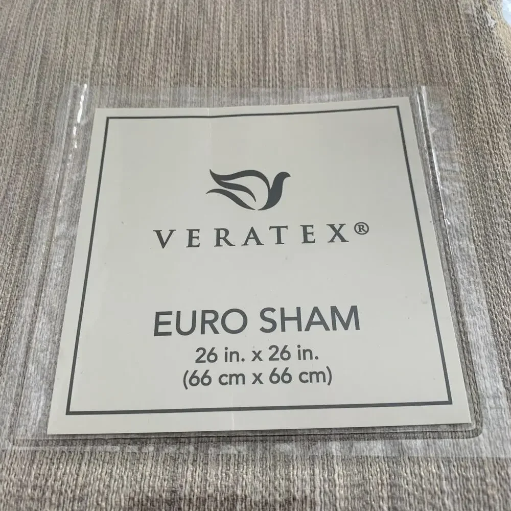 Veratex DICAPRIO Reversible Euro Sham 26 x 26 Gray Tan Subtle Stripe NEW